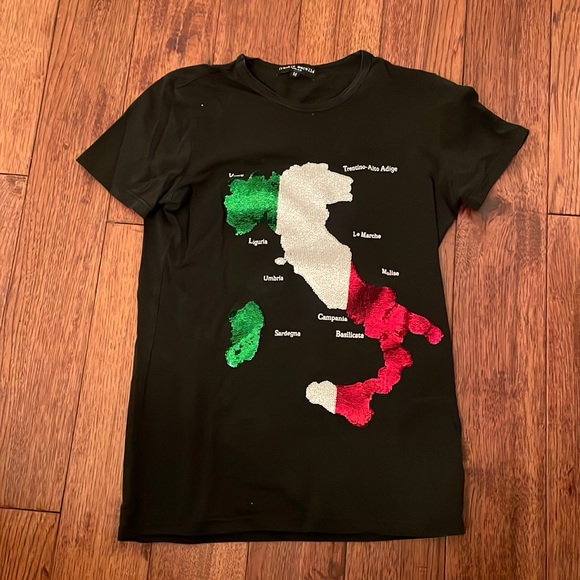 Black women’s sequinned Italy shirt. - Picture 1 of 3